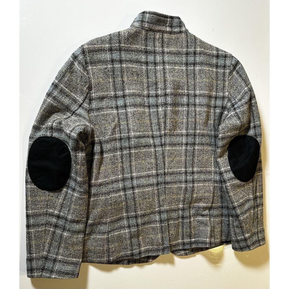 LL Bean Womens Sm Blazer Jacket Herringbone Tweed Wool Silk Snaps Elbow Patches - Picture 2 of 8